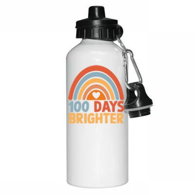 100 Days Brighter Teacher 100th Day Of School Rainbow Gift Aluminum Water Bottle 