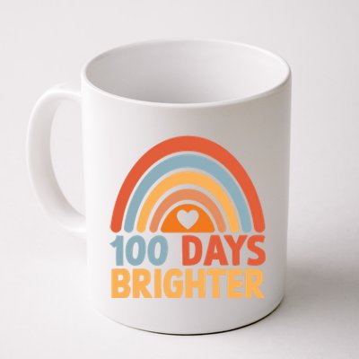 100 Days Brighter Teacher 100th Day Of School Rainbow Gift Coffee Mug