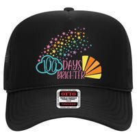 100 Days Brighter 100 Day Of School Celebration High Crown Mesh Back Trucker Hat