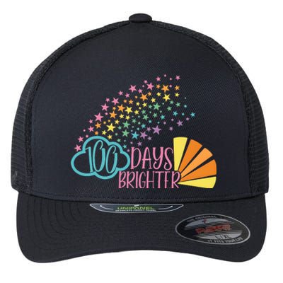 100 Days Brighter 100 Day Of School Celebration Flexfit Unipanel Trucker Cap