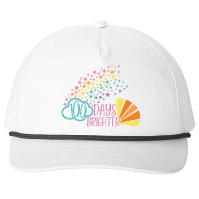 100 Days Brighter 100 Day Of School Celebration Snapback Five-Panel Rope Hat