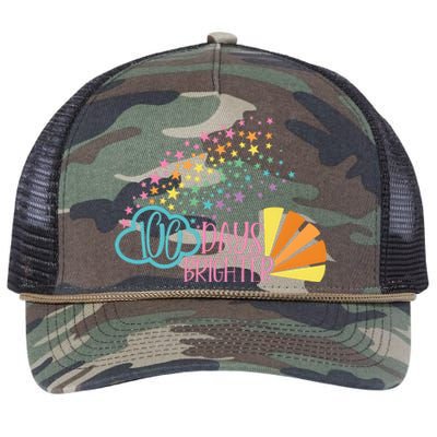 100 Days Brighter 100 Day Of School Celebration Retro Rope Trucker Hat Cap