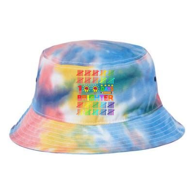 100 Days Brighter Teacher Happy 100th Day Of School Gift Tie Dye Newport Bucket Hat