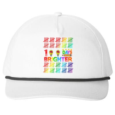 100 Days Brighter Teacher Happy 100th Day Of School Gift Snapback Five-Panel Rope Hat