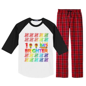 100 Days Brighter Teacher Happy 100th Day Of School Gift Raglan Sleeve Pajama Set