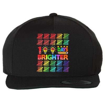 100 Days Brighter Teacher Happy 100th Day Of School Gift Wool Snapback Cap