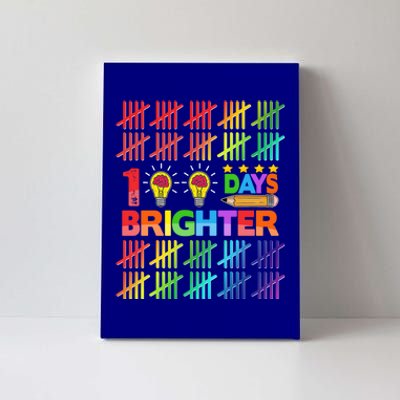 100 Days Brighter Teacher Happy 100th Day Of School Gift Canvas