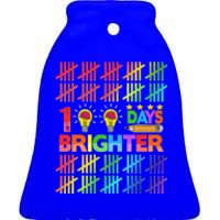 100 Days Brighter Teacher Happy 100th Day Of School Gift Ceramic Bell Ornament