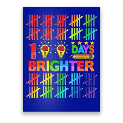 100 Days Brighter Teacher Happy 100th Day Of School Gift Poster