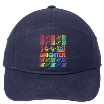 100 Days Brighter Teacher Happy 100th Day Of School Gift 7-Panel Snapback Hat