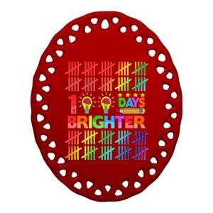 100 Days Brighter Teacher Happy 100th Day Of School Gift Ceramic Oval Ornament