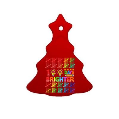 100 Days Brighter Teacher Happy 100th Day Of School Gift Ceramic Tree Ornament