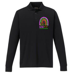 100 Days Brighter Teacher Student 100 Days Of School Rainbow Cool Gift Performance Long Sleeve Polo