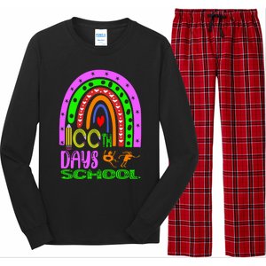 100 Days Brighter Teacher Student 100 Days Of School Rainbow Cool Gift Long Sleeve Pajama Set