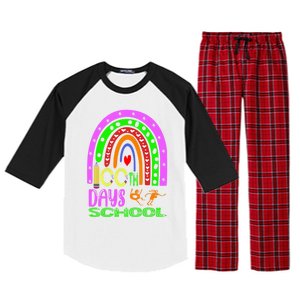 100 Days Brighter Teacher Student 100 Days Of School Rainbow Cool Gift Raglan Sleeve Pajama Set