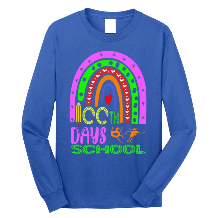 100 Days Brighter Teacher Student 100 Days Of School Rainbow Cool Gift Long Sleeve Shirt