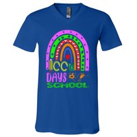 100 Days Brighter Teacher Student 100 Days Of School Rainbow Cool Gift V-Neck T-Shirt