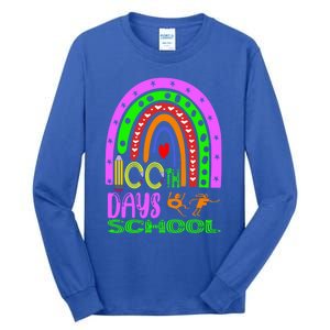 100 Days Brighter Teacher Student 100 Days Of School Rainbow Cool Gift Tall Long Sleeve T-Shirt