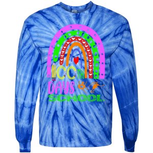 100 Days Brighter Teacher Student 100 Days Of School Rainbow Cool Gift Tie-Dye Long Sleeve Shirt