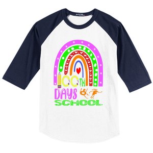 100 Days Brighter Teacher Student 100 Days Of School Rainbow Cool Gift Baseball Sleeve Shirt