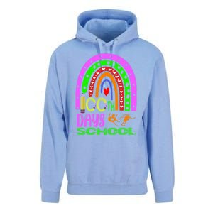 100 Days Brighter Teacher Student 100 Days Of School Rainbow Cool Gift Unisex Surf Hoodie