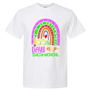 100 Days Brighter Teacher Student 100 Days Of School Rainbow Cool Gift Garment-Dyed Heavyweight T-Shirt