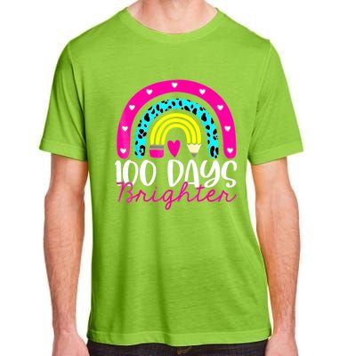 100 Days Brighter Teacher Student 100 Days Of School Rainbow Cute Gift Adult ChromaSoft Performance T-Shirt