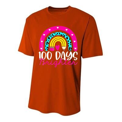 100 Days Brighter Teacher Student 100 Days Of School Rainbow Cute Gift Performance Sprint T-Shirt