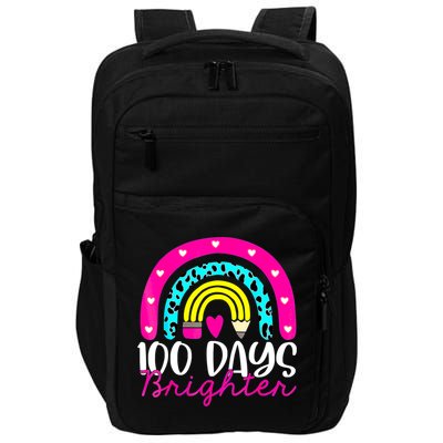 100 Days Brighter Teacher Student 100 Days Of School Rainbow Cute Gift Impact Tech Backpack