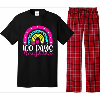 100 Days Brighter Teacher Student 100 Days Of School Rainbow Cute Gift Pajama Set