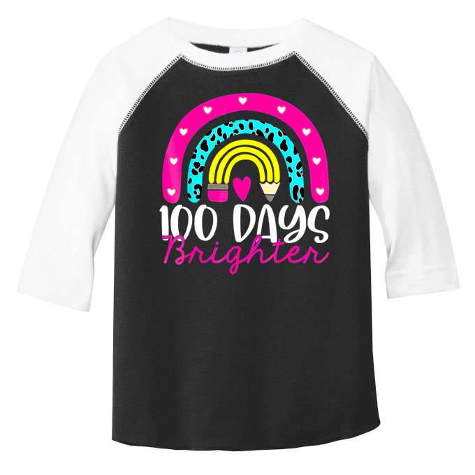 100 Days Brighter Teacher Student 100 Days Of School Rainbow Cute Gift Toddler Fine Jersey T-Shirt