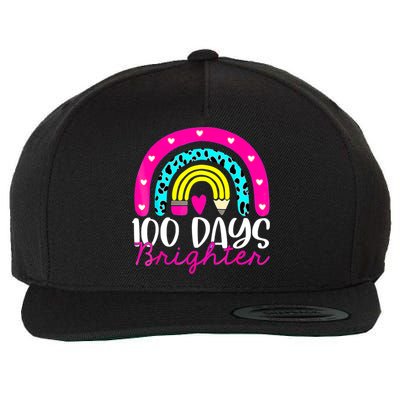 100 Days Brighter Teacher Student 100 Days Of School Rainbow Cute Gift Wool Snapback Cap