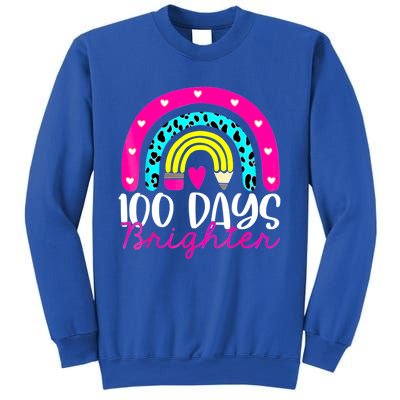 100 Days Brighter Teacher Student 100 Days Of School Rainbow Cute Gift Sweatshirt