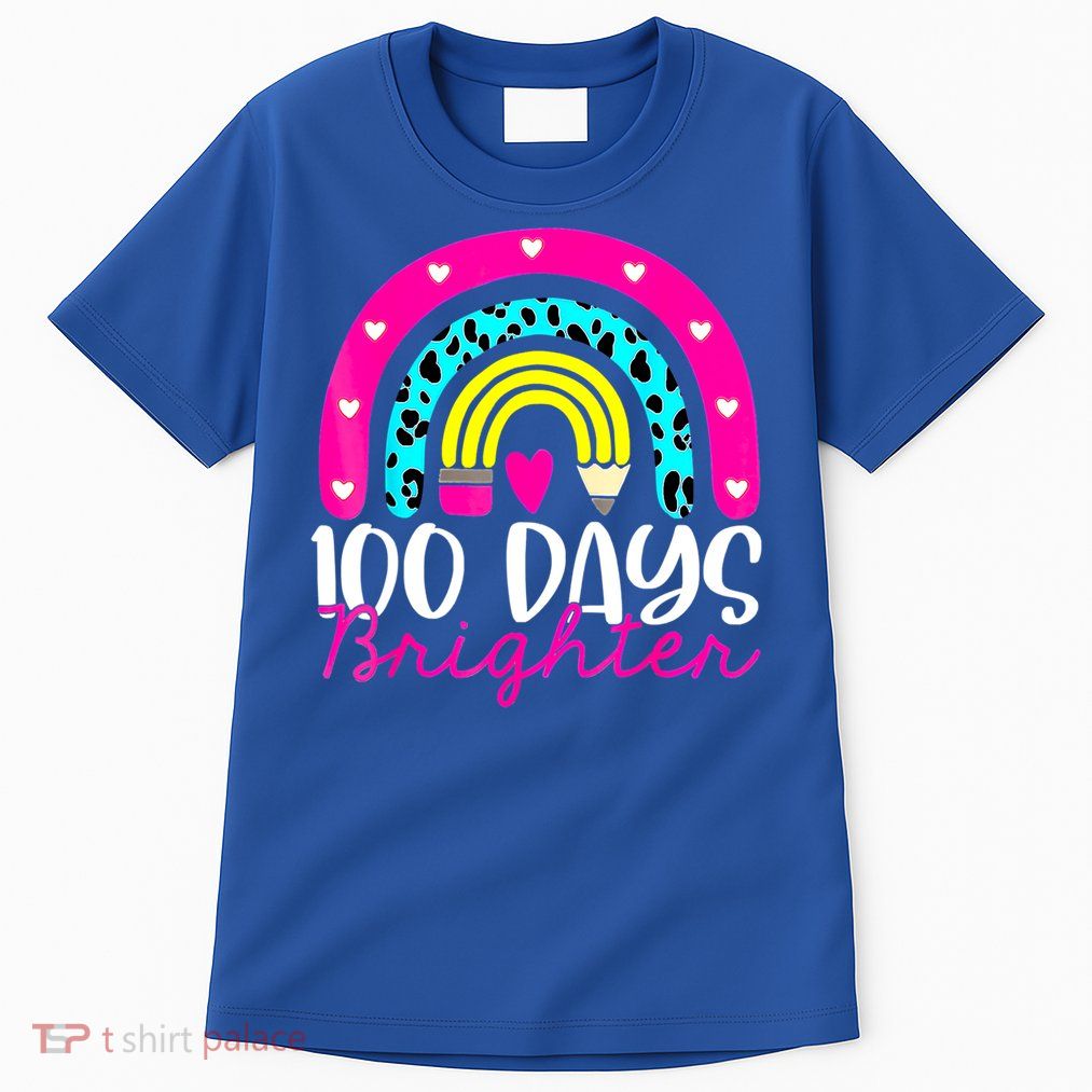 100 Days Brighter Teacher Student 100 Days Of School Rainbow Cute Gift Tall T-Shirt