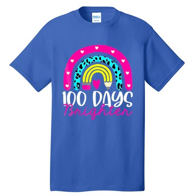 100 Days Brighter Teacher Student 100 Days Of School Rainbow Cute Gift Tall T-Shirt