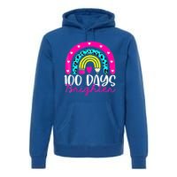 100 Days Brighter Teacher Student 100 Days Of School Rainbow Cute Gift Premium Hoodie