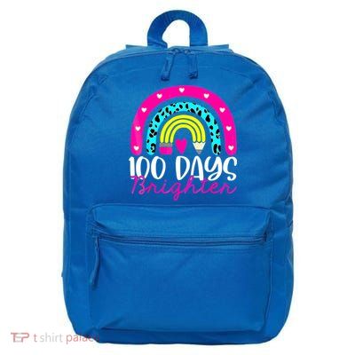 100 Days Brighter Teacher Student 100 Days Of School Rainbow Cute Gift 16 in Basic Backpack
