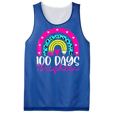 100 Days Brighter Teacher Student 100 Days Of School Rainbow Cute Gift Mesh Reversible Basketball Jersey Tank