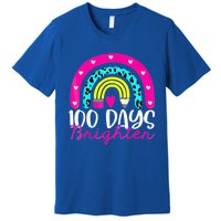 100 Days Brighter Teacher Student 100 Days Of School Rainbow Cute Gift Premium T-Shirt