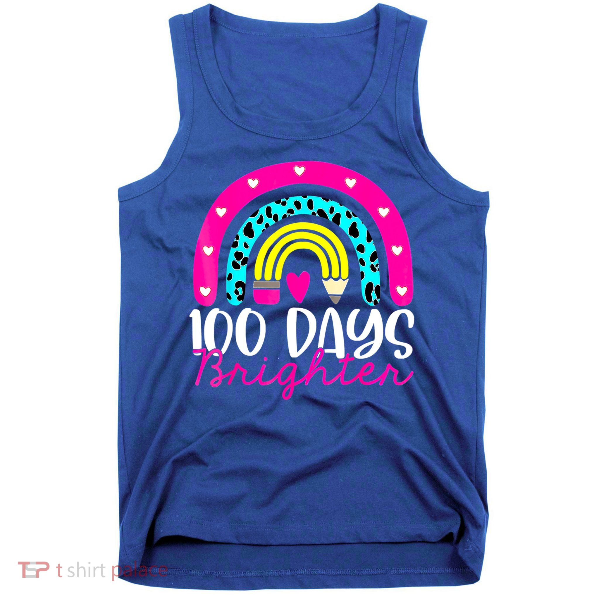 100 Days Brighter Teacher Student 100 Days Of School Rainbow Cute Gift Tank Top