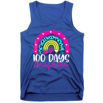 100 Days Brighter Teacher Student 100 Days Of School Rainbow Cute Gift Tank Top