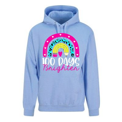 100 Days Brighter Teacher Student 100 Days Of School Rainbow Cute Gift Unisex Surf Hoodie