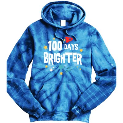 100 Days Brighter 100 Days Of School Teacher Gift Tie Dye Hoodie