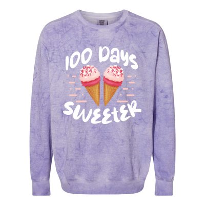 100 Days Brighter Sweeter School Teacher Student Cool Gift Colorblast Crewneck Sweatshirt