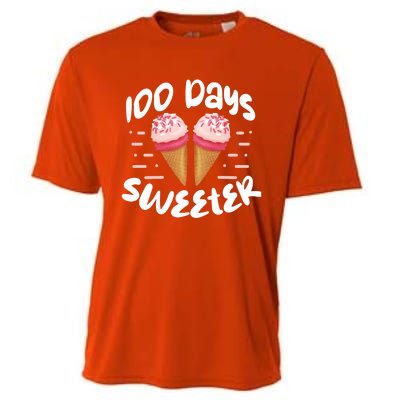 100 Days Brighter Sweeter School Teacher Student Cool Gift Cooling Performance Crew T-Shirt