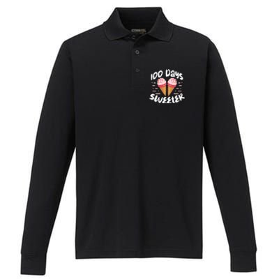 100 Days Brighter Sweeter School Teacher Student Cool Gift Performance Long Sleeve Polo