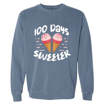 100 Days Brighter Sweeter School Teacher Student Cool Gift Garment-Dyed Sweatshirt