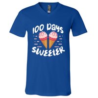 100 Days Brighter Sweeter School Teacher Student Cool Gift V-Neck T-Shirt