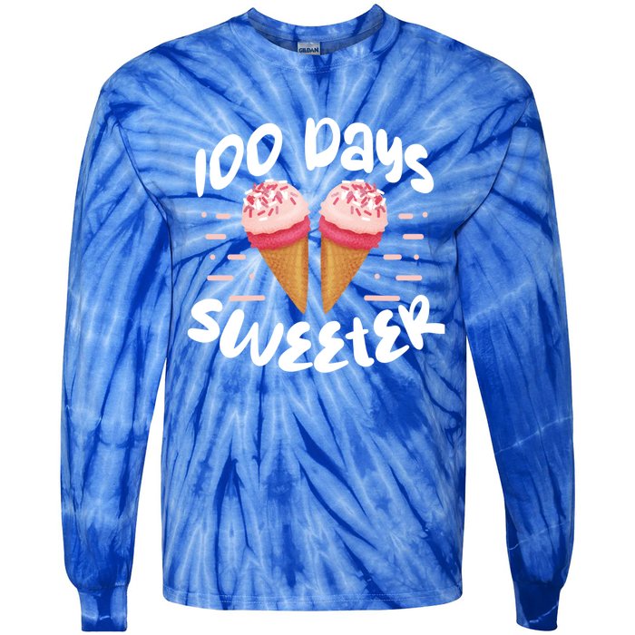 100 Days Brighter Sweeter School Teacher Student Cool Gift Tie-Dye Long Sleeve Shirt