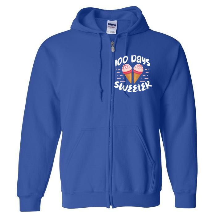 100 Days Brighter Sweeter School Teacher Student Cool Gift Full Zip Hoodie